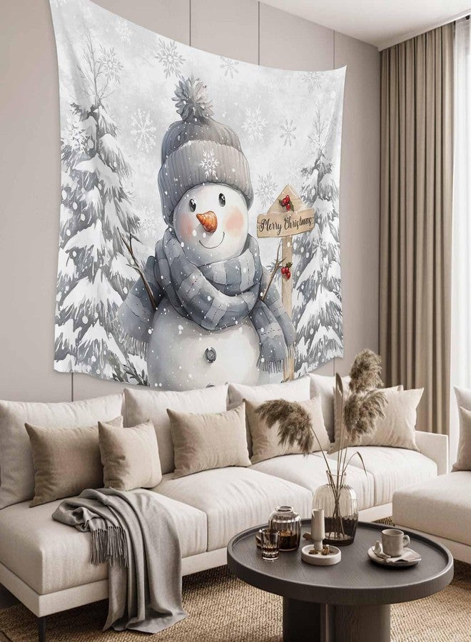 LooPoP Christmas Tapestry Wall Hanging Christmas Snowman Tapestries Aesthetic Snowflake Snowy Scenery Tapestry for Bedroom Living Room College Dorm Xmas Art Wall Decor Decorative Backdrop 50x60 Inch - Image 5